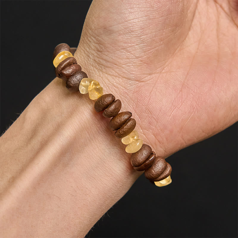 Bracciale di cristallo irregolare fatto a mano con chicchi di caffè naturali, ametista, citrino e amazzonite, Buddha Stones - image 10