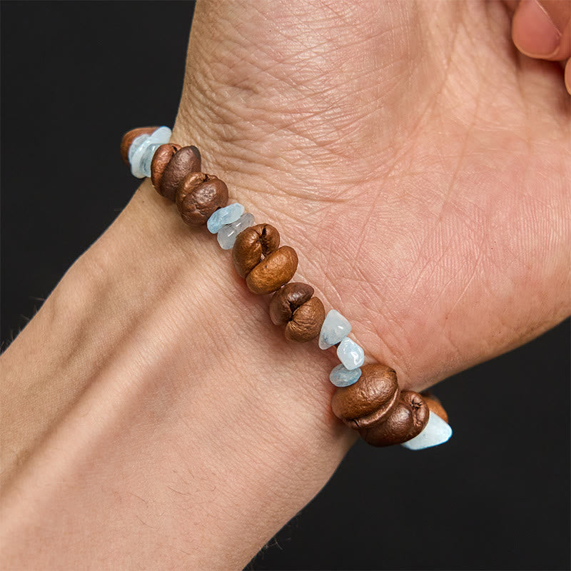 Bracciale di cristallo irregolare fatto a mano con chicchi di caffè naturali, ametista, citrino e amazzonite, Buddha Stones - image 25