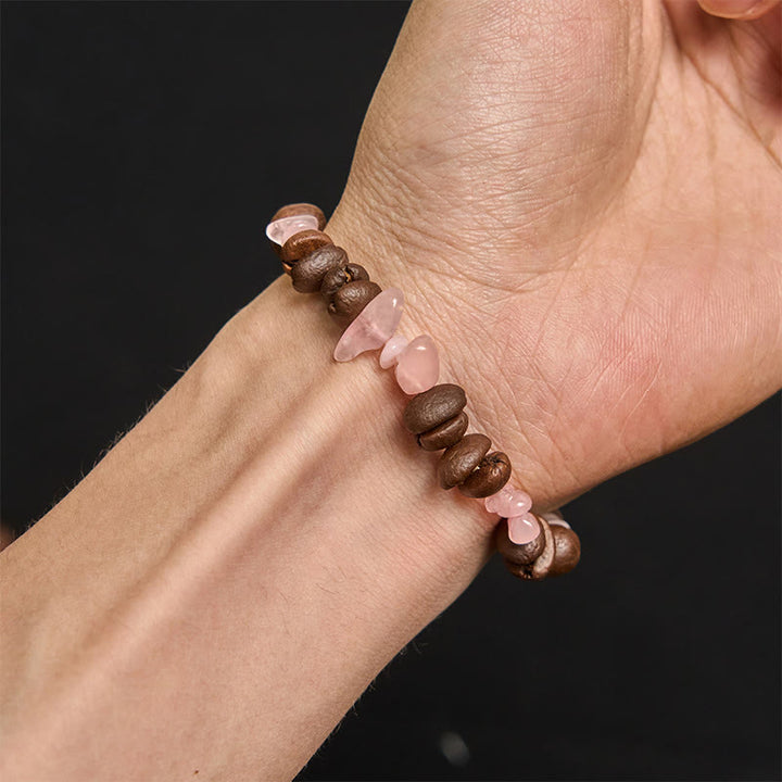 Bracciale di cristallo irregolare fatto a mano con chicchi di caffè naturali, ametista, citrino e amazzonite, Buddha Stones - image 35