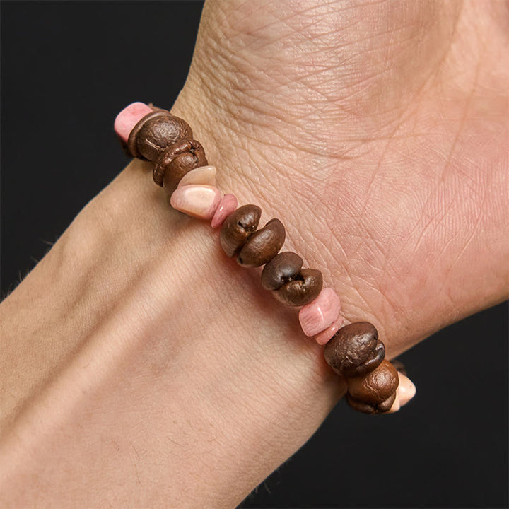 Bracciale di cristallo irregolare fatto a mano con chicchi di caffè naturali, ametista, citrino e amazzonite, Buddha Stones - image 20