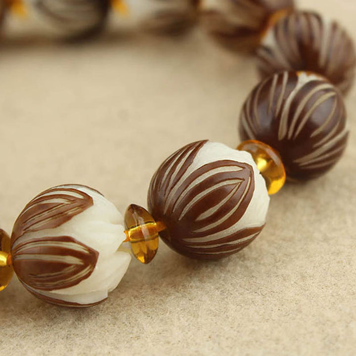 Buddha Stones Bracciale tibetano Mala con semi di Bodhi bianchi e pace - image 13