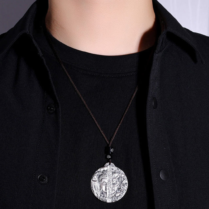 Buddha Stones Collana con ciondolo in rame con motivo Buddha e demone e compassione - image 9