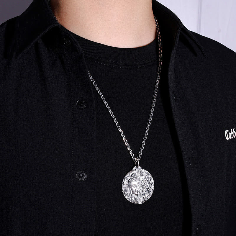 Buddha Stones Collana con ciondolo in rame con motivo Buddha e demone e compassione - image 10