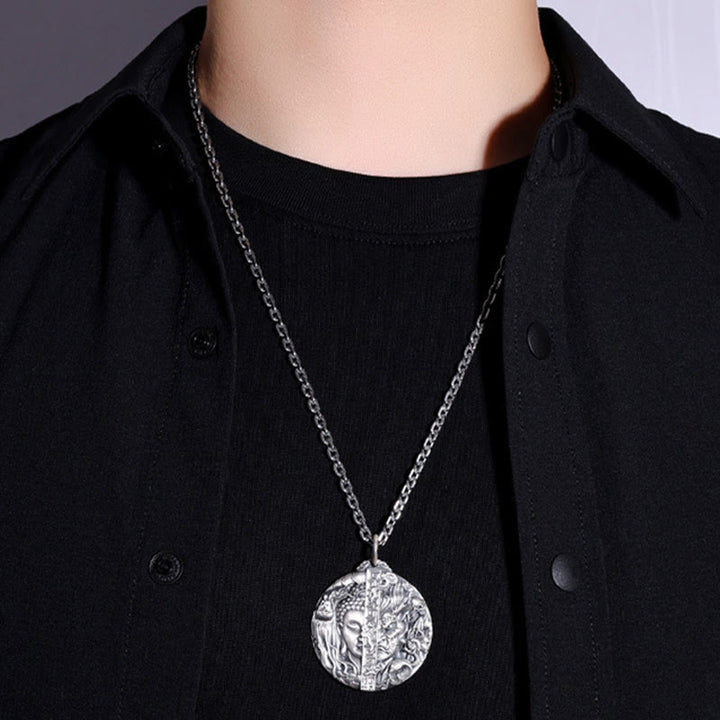 Buddha Stones Collana con ciondolo in rame con motivo Buddha e demone e compassione - image 4