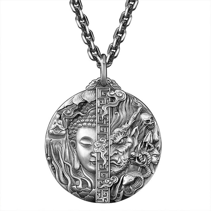 Buddha Stones Collana con ciondolo in rame con motivo Buddha e demone e compassione - image 8