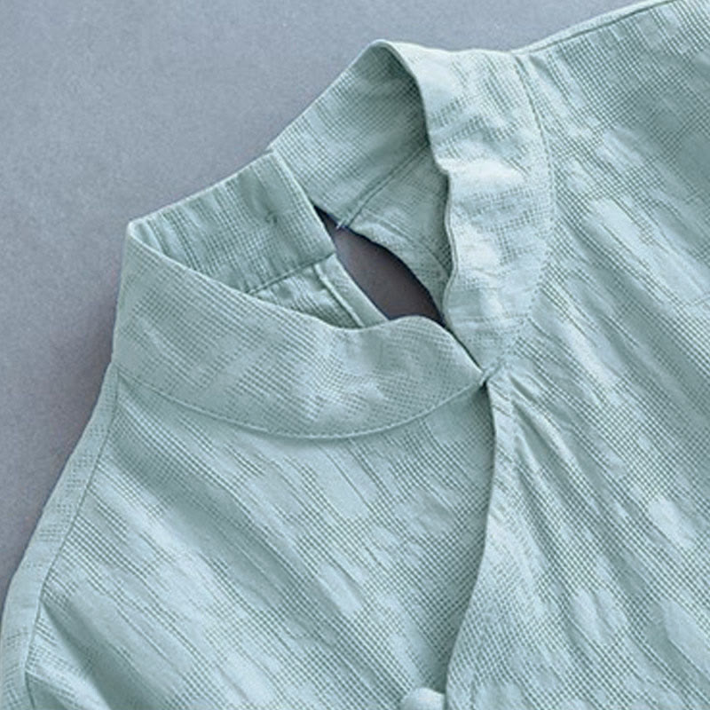 Abito midi in cotone e lino con lacci laterali, casual e semplice, con bottoni a rana, primaverile, Buddha Stones - image 10