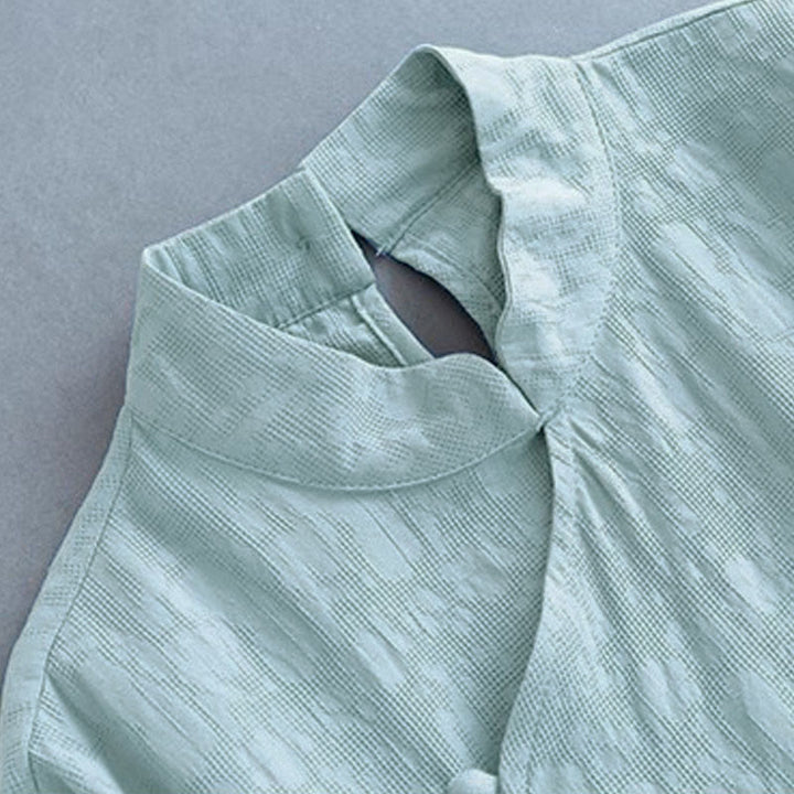 Abito midi in cotone e lino con lacci laterali, casual e semplice, con bottoni a rana, primaverile, Buddha Stones - image 10