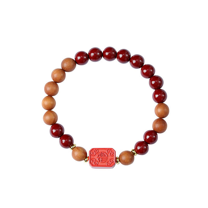 Braccialetto di benedizione con perline di legno di cinabro e Buddha Stones, carattere Lotus Fu - image 10