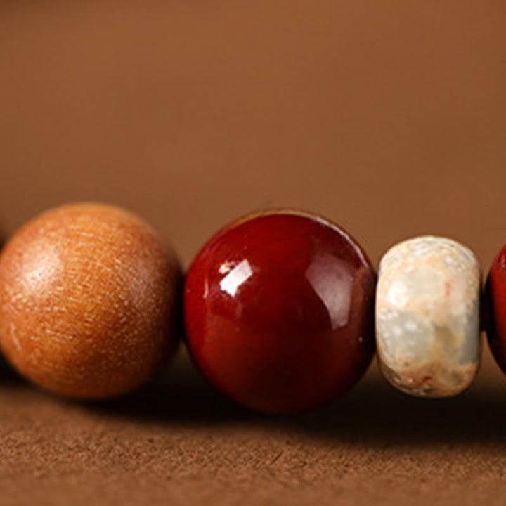 Braccialetto di benedizione con perline di legno di cinabro e Buddha Stones, carattere Lotus Fu - image 17