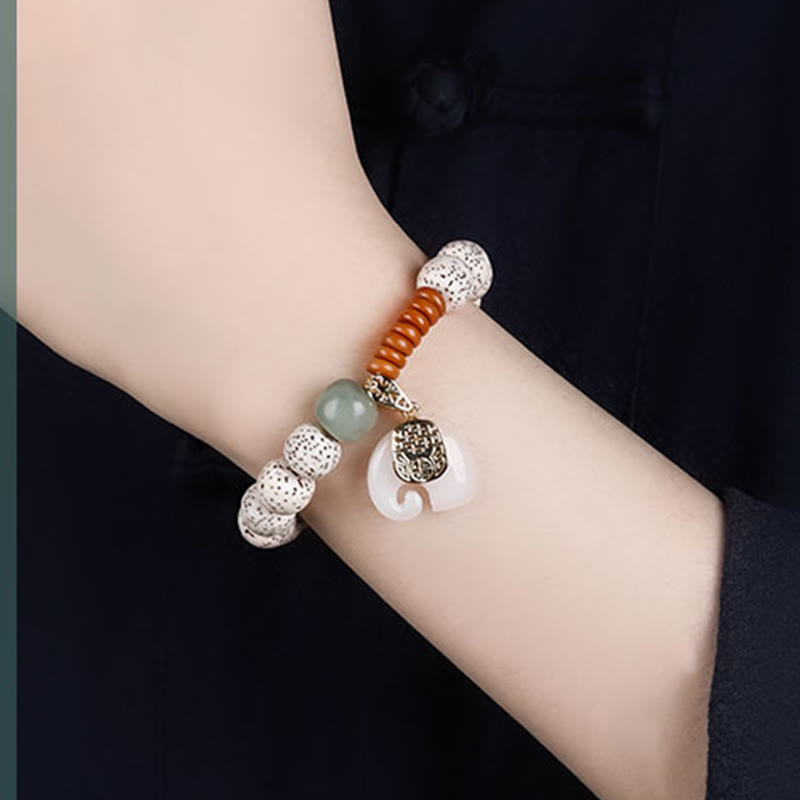 Buddha Stones Braccialetto per la pace interiore con motivo a elefante, stella e luna, lucidato a mano - image 9