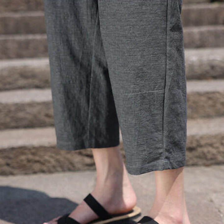 Pantaloni da uomo in spandex con tasche, lunghezza 7-8, con perline intrecciate e cordoncino in vita, stile casual, Buddha Stones - image 10