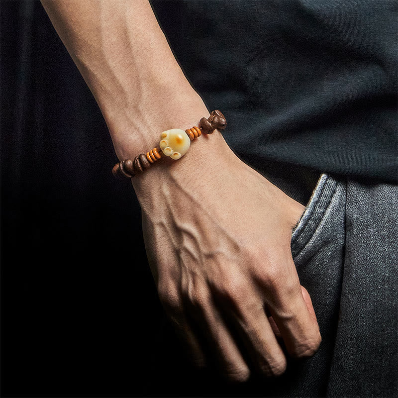 Bracciale con perline di Bodhi, chicchi di caffè e pietre Buddha Stones, a forma di zampa di gatto naturale - image 5
