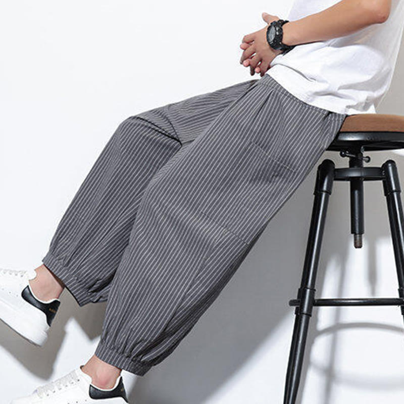 Buddha Stones in cotone a righe casual Buddha Stones, lunghezza 7-8, con tasche - image 28