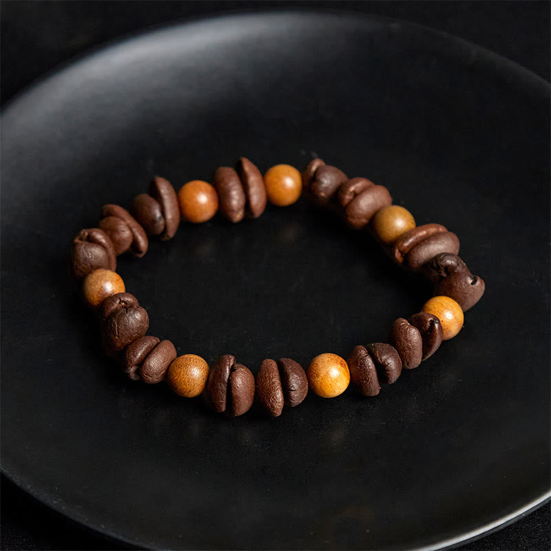 Braccialetto positivo Buddha Stones Natural Coffee Beans Sandalo verde - image 4