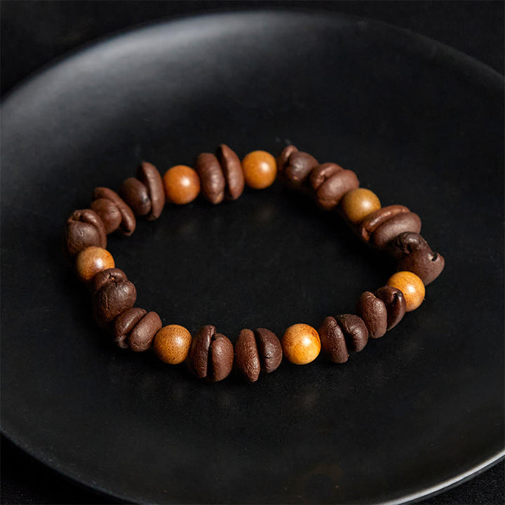 Braccialetto positivo Buddha Stones Natural Coffee Beans Sandalo verde - image 4