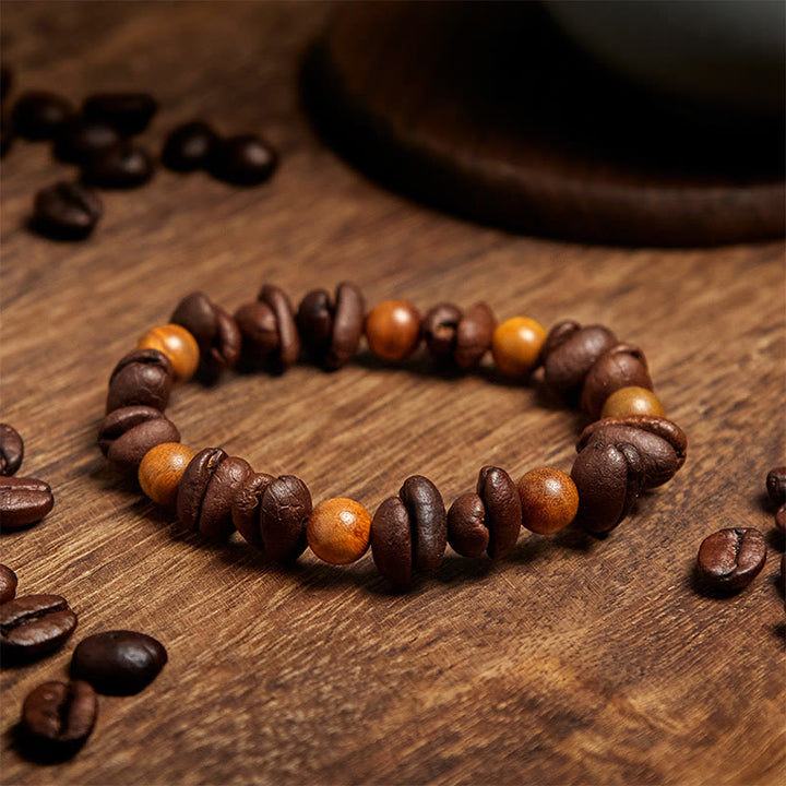 Braccialetto positivo Buddha Stones Natural Coffee Beans Sandalo verde - image 3