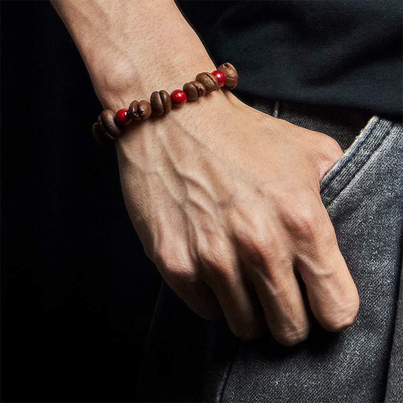 Bracciale Buddha Stones con chicchi di caffè naturali e perle di cinabro - image 5