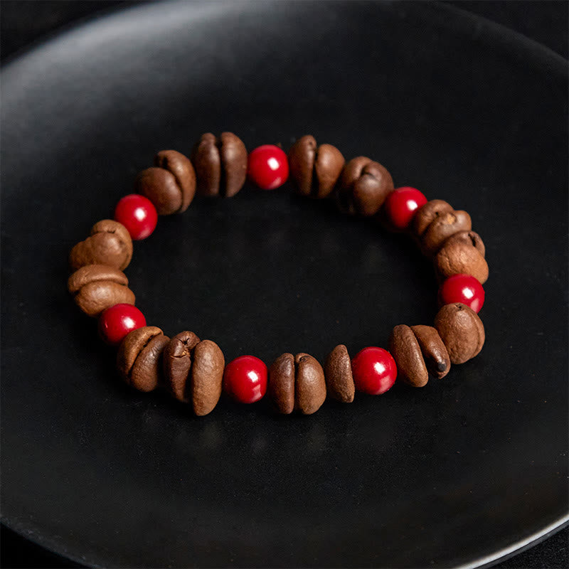 Bracciale Buddha Stones con chicchi di caffè naturali e perle di cinabro - image 4