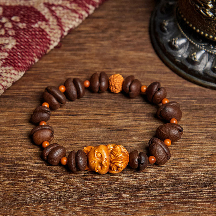 Bracciale Buddha Stones Natural Fox Coffee Beans Wenge Wood - Chicco di caffè (circonferenza del polso: 17,5 cm) - image 1