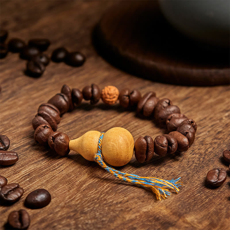 Bracciale Buddha Stones con chicchi di caffè e zucca naturale - image 3