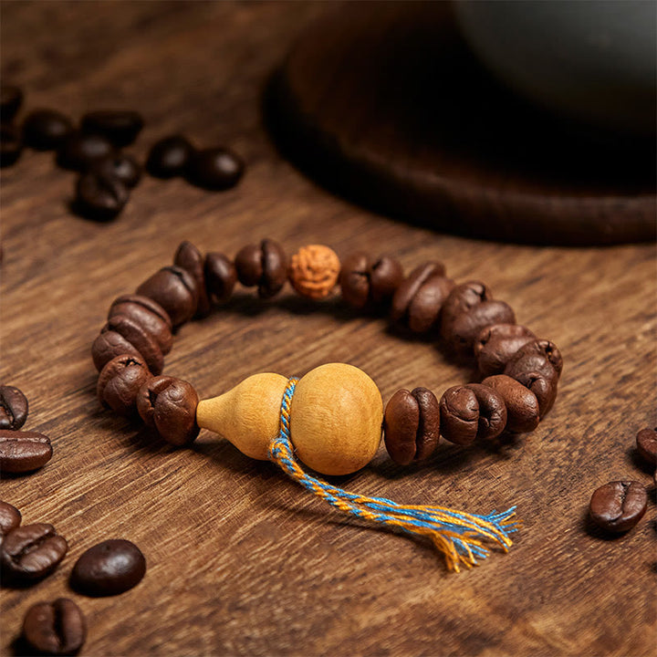 Bracciale Buddha Stones con chicchi di caffè e zucca naturale - image 3