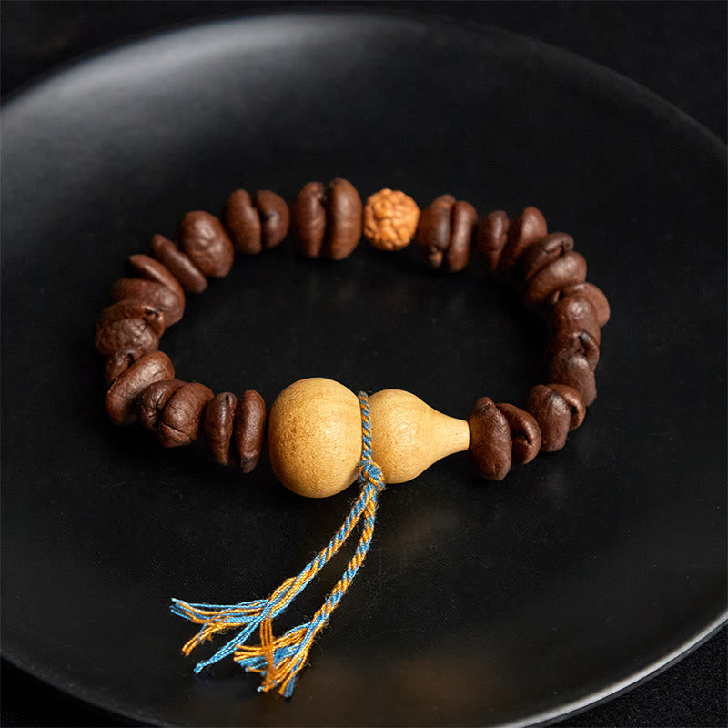 Bracciale Buddha Stones con chicchi di caffè e zucca naturale - image 4