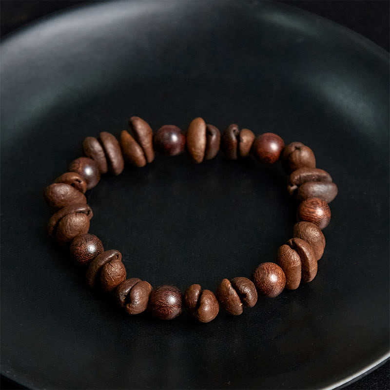 Braccialetto di protezione in legno di sandalo con chicchi di caffè naturali e Buddha Stones - image 4