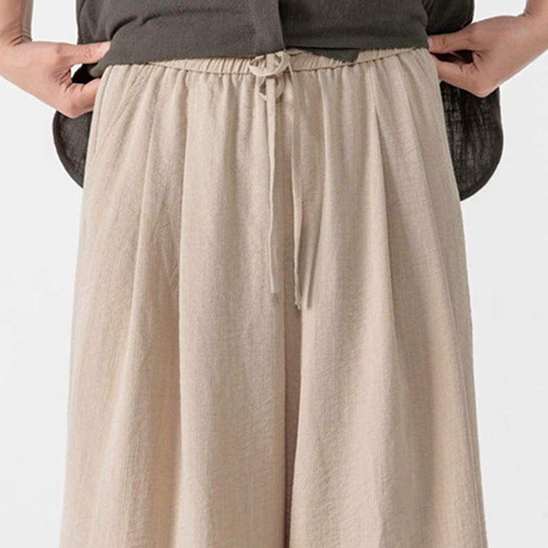 Buddha Stones Pantaloni larghi casual da uomo in cotone con bottoni a rana, lunghezza 7-8, gamba larga, tasche - image 11