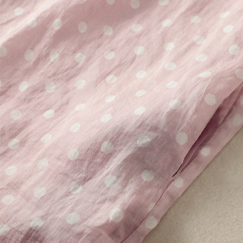 Buddha Stones Abito midi in poliestere con collo alto, bottoni e tasche primaverili a pois - image 18