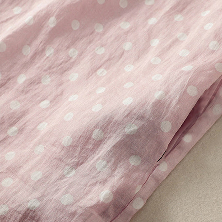 Buddha Stones Abito midi in poliestere con collo alto, bottoni e tasche primaverili a pois - image 18