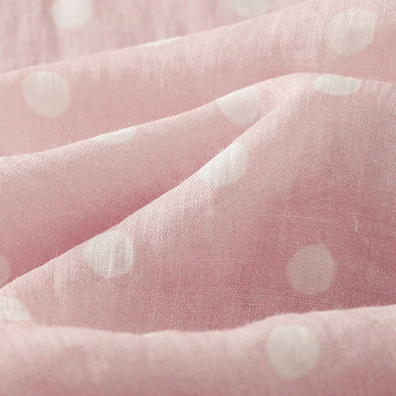 Buddha Stones Abito midi in poliestere con collo alto, bottoni e tasche primaverili a pois - image 11