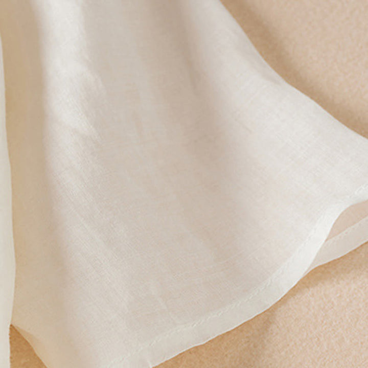 Abito midi in fibra con scollo a giro, maniche corte, foglie ricamate Buddha Stones - image 13