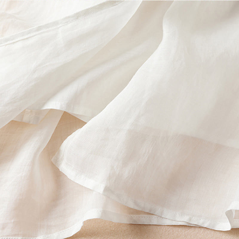 Abito midi in cotone con scollo a giro e maniche corte, ricamato con foglie Buddha Stones - image 12