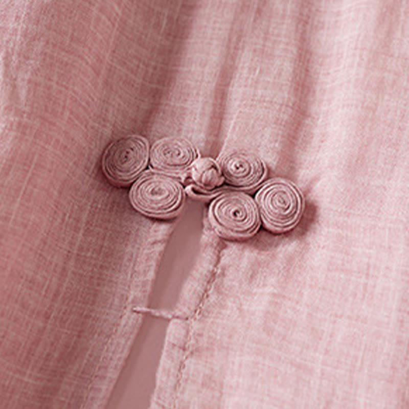 Abito midi in cotone con scollo a giro e maniche corte, ricamato con foglie Buddha Stones - image 18
