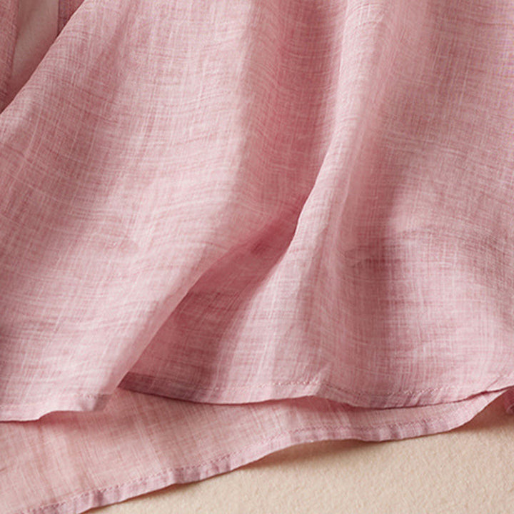 Abito midi in cotone con scollo a giro e maniche corte, ricamato con foglie Buddha Stones - image 21