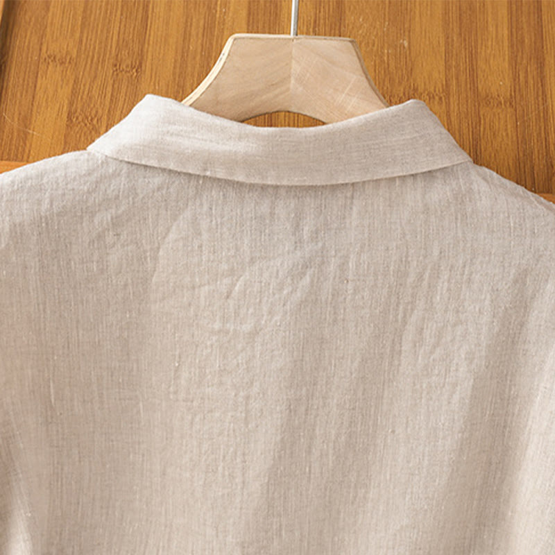 Camicia da donna estiva a maniche corte con bottoni e stampa Buddha Stones. - image 26
