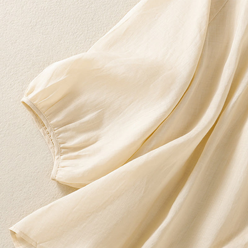 Buddha Stones Camicia da donna in cotone con maniche a tre quarti e scollo rotondo con bottoni semplici - image 19