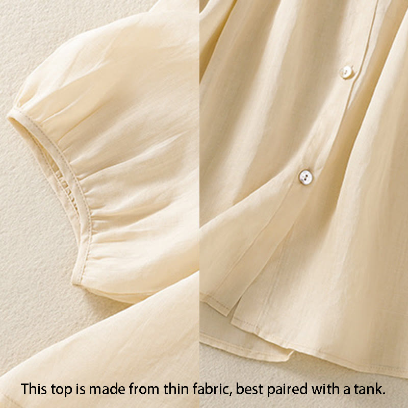 Buddha Stones Camicia da donna in cotone con maniche a tre quarti e scollo rotondo con bottoni semplici - image 22