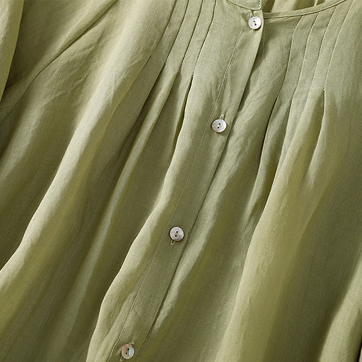 Buddha Stones Camicia da donna in cotone con maniche a tre quarti e scollo rotondo con bottoni semplici - image 8