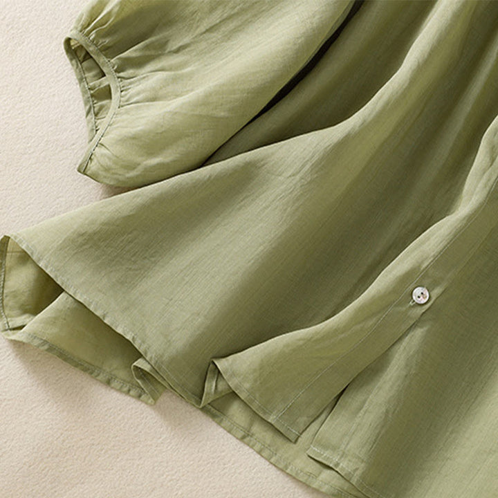 Buddha Stones Camicia da donna in cotone con maniche a tre quarti e scollo rotondo con bottoni semplici - image 9