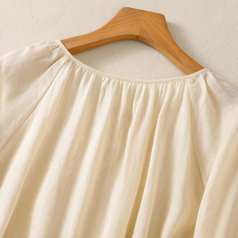 Buddha Stones Camicia da donna in cotone con maniche a tre quarti e scollo rotondo con bottoni semplici - image 16