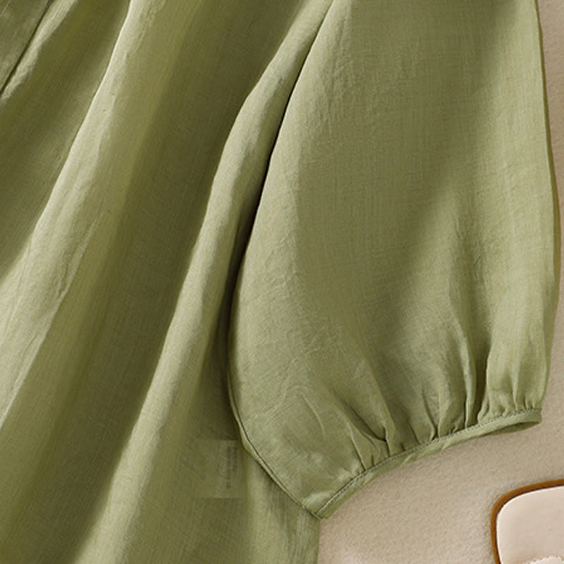 Buddha Stones Camicia da donna in cotone con maniche a tre quarti e scollo rotondo con bottoni semplici - image 10