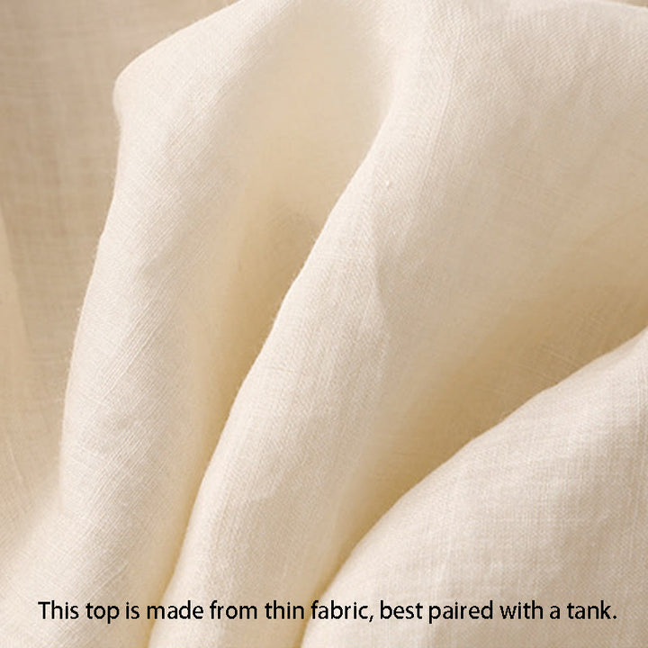 Buddha Stones Camicia da donna in cotone con scollo rotondo, maniche corte, bottoni e ricamo a linea - image 11