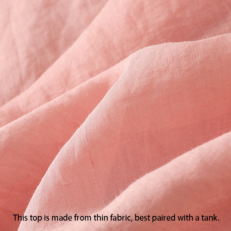 Camicia da donna in cotone a mezza manica con ricamo floreale Buddha Stones e bottoni - image 22