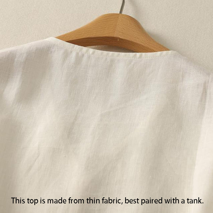 Buddha Stones Gilet senza maniche in cotone da donna con scollo a V retrò e bottoni - image 9