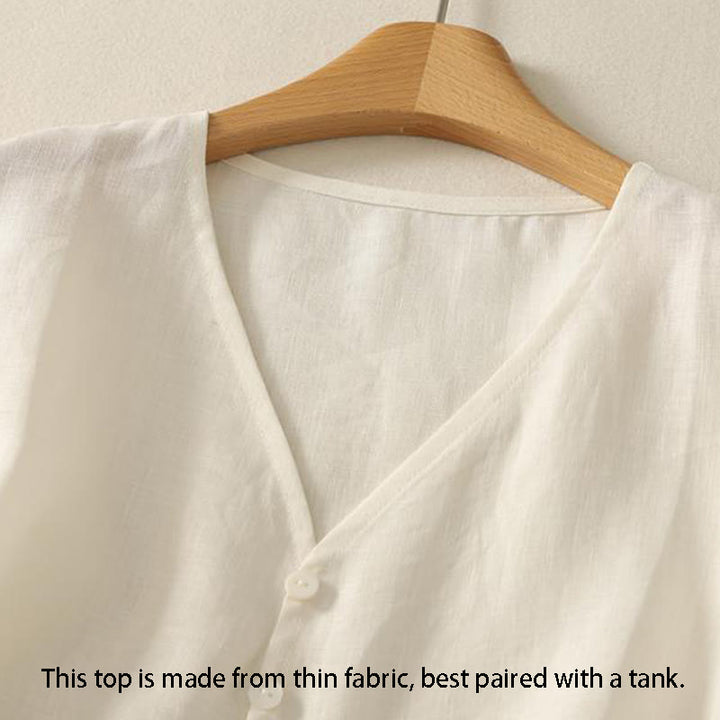 Buddha Stones Gilet senza maniche in cotone da donna con scollo a V retrò e bottoni - image 8