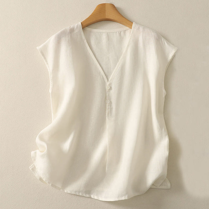 Buddha Stones Gilet senza maniche in cotone da donna con scollo a V retrò e bottoni - Biancheria - US8-10, UK/AU12-14, EU40-42 (2XL) - image 6