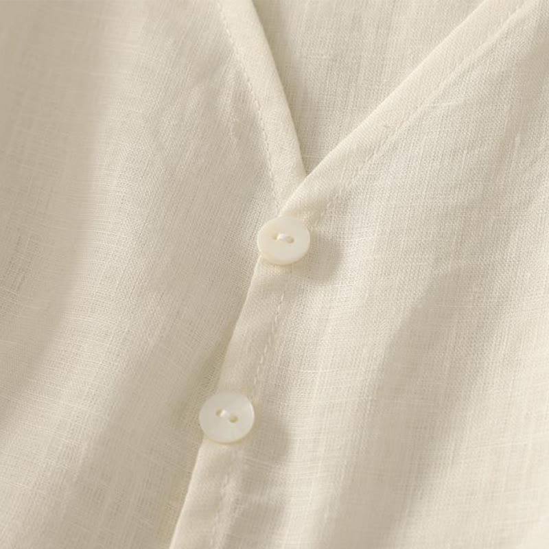 Buddha Stones Gilet senza maniche in cotone da donna con scollo a V retrò e bottoni - image 11