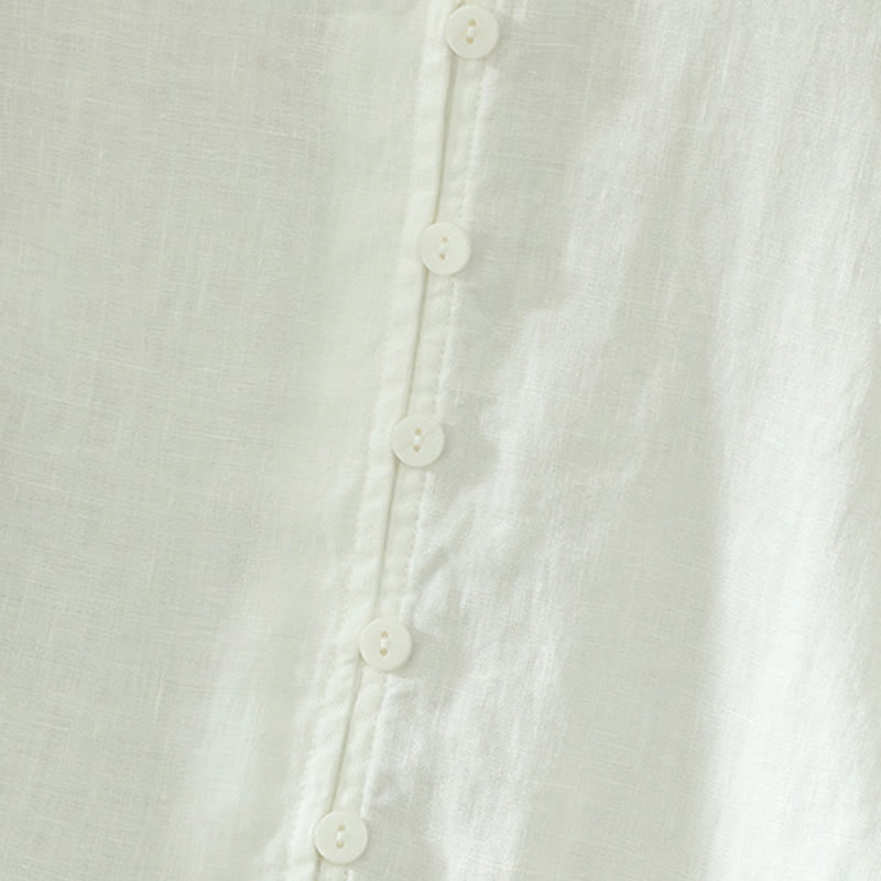 Buddha Stones Camicia da donna con scollo a V, maniche corte e bottoni in tinta unita - image 12