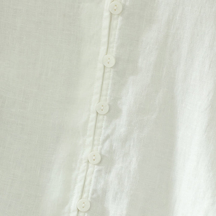 Camicia da donna a maniche corte con scollo a V e bottoni a tinta unita con motivo Buddha Stones. - image 12